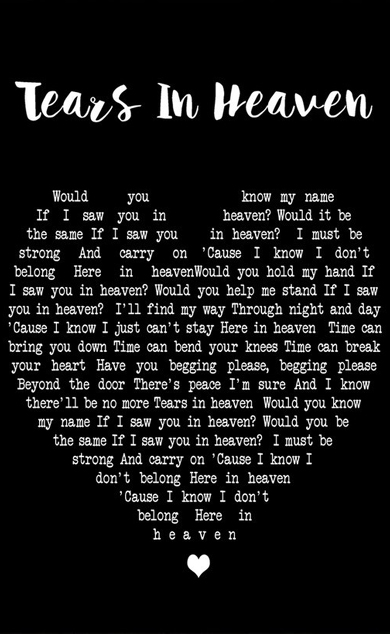 favorite little lyrics — Eric Clapton, “Tears in Heaven”